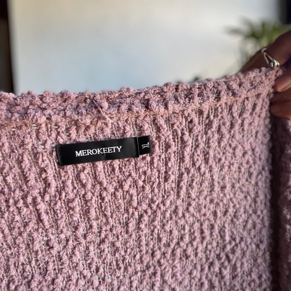 Cozy Open-Front Bouclé Cardigan - Mauve - Picture 9 of 9